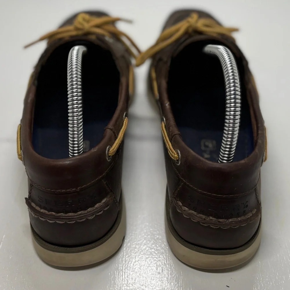 Sperry Men’s Brown Leather Boat Shoes Size 7.5M Classic Moc Toe Deck Shoes